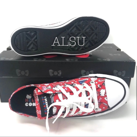 Converse & Hello Kitty 363914F Ctas OX 14F Fiery Red Kids Size Low Top Sneakers - Picture 4 of 8